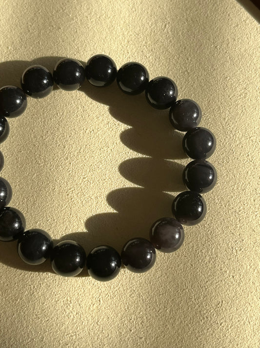 10mm Imperial (Dark) Purple Hetian Jade Bracelet | 和田帝王紫手串