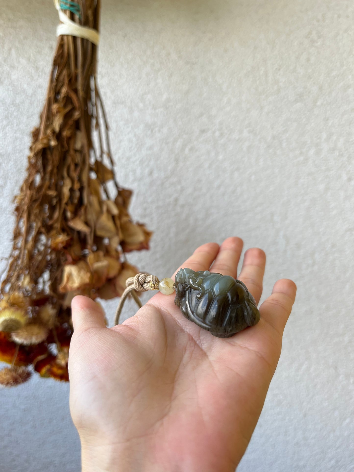Hand Carved Brown Hetian Jade Dragon Turtle,手雕和田龙龟