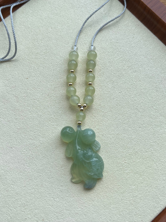 Hand Carved Xiu Jade Koi Fish Necklace