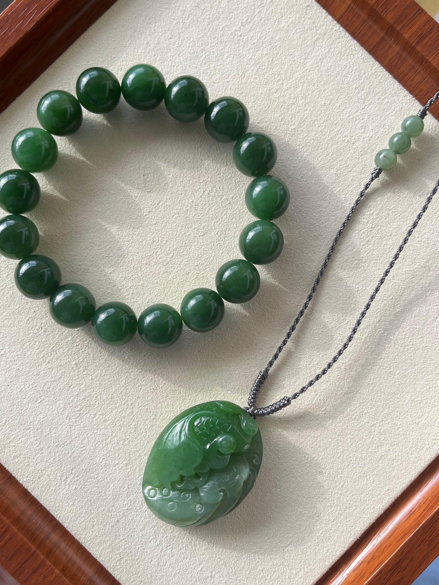 Green Hetian Jade Bracelet 12mm