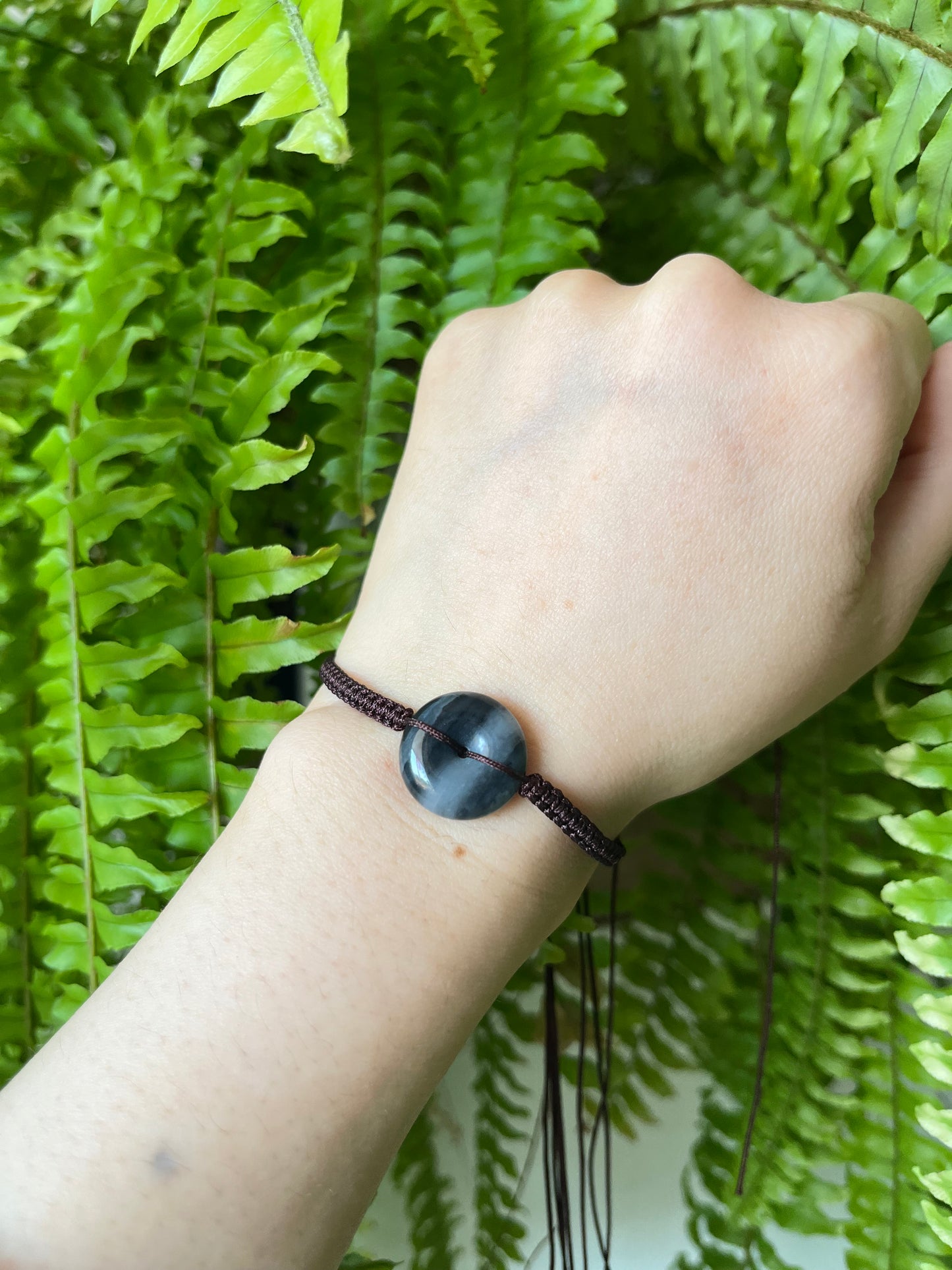 Black and White (Qinghua) Hetian Jade Pi Pendant Bracelet | 和田青花小平安扣手绳