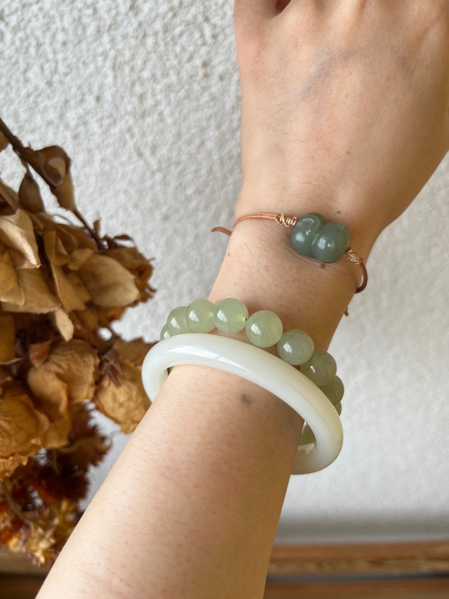 Handmade 3D Hetian Jade Cat Bracelet | 和田玉趴趴猫手绳