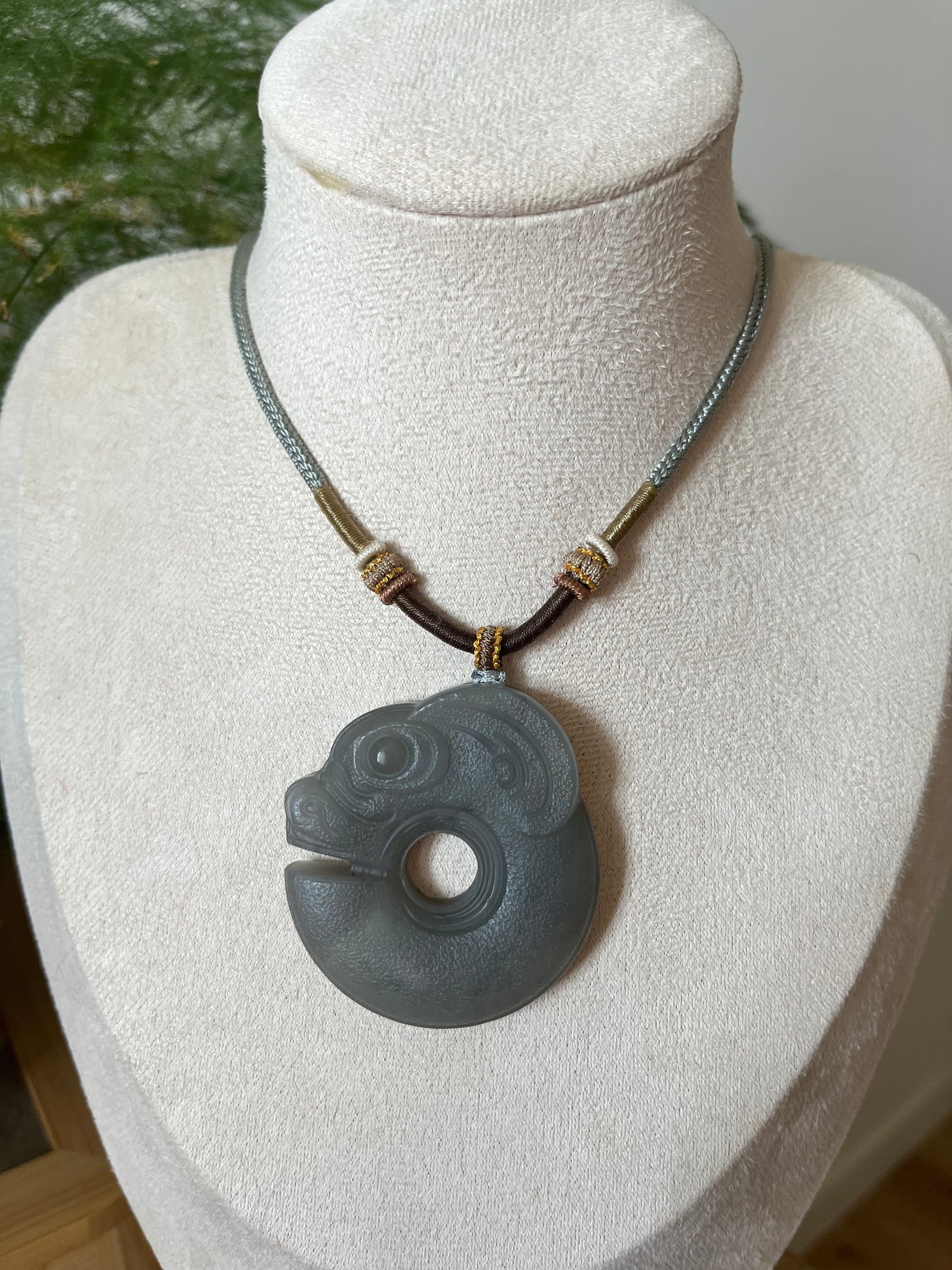 Smoky Purple Hetian Jade Pig Dragon Pendant