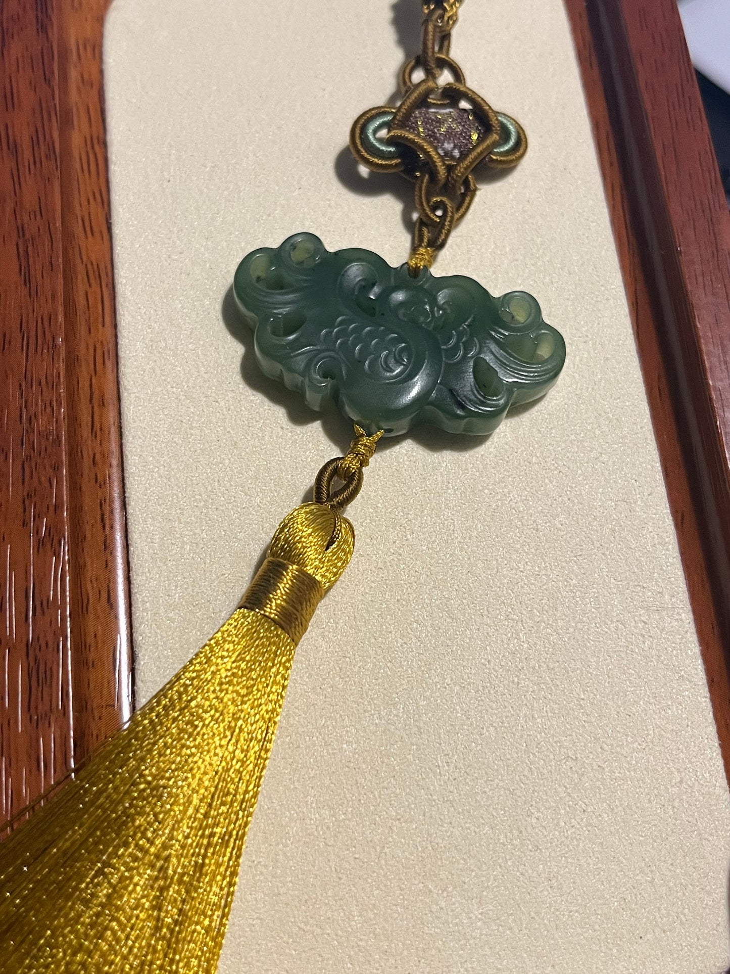 Green Hetian Jade Phoenix Bag Charm / Car Hanging | 和田碧玉凤凰车挂 / 包挂
