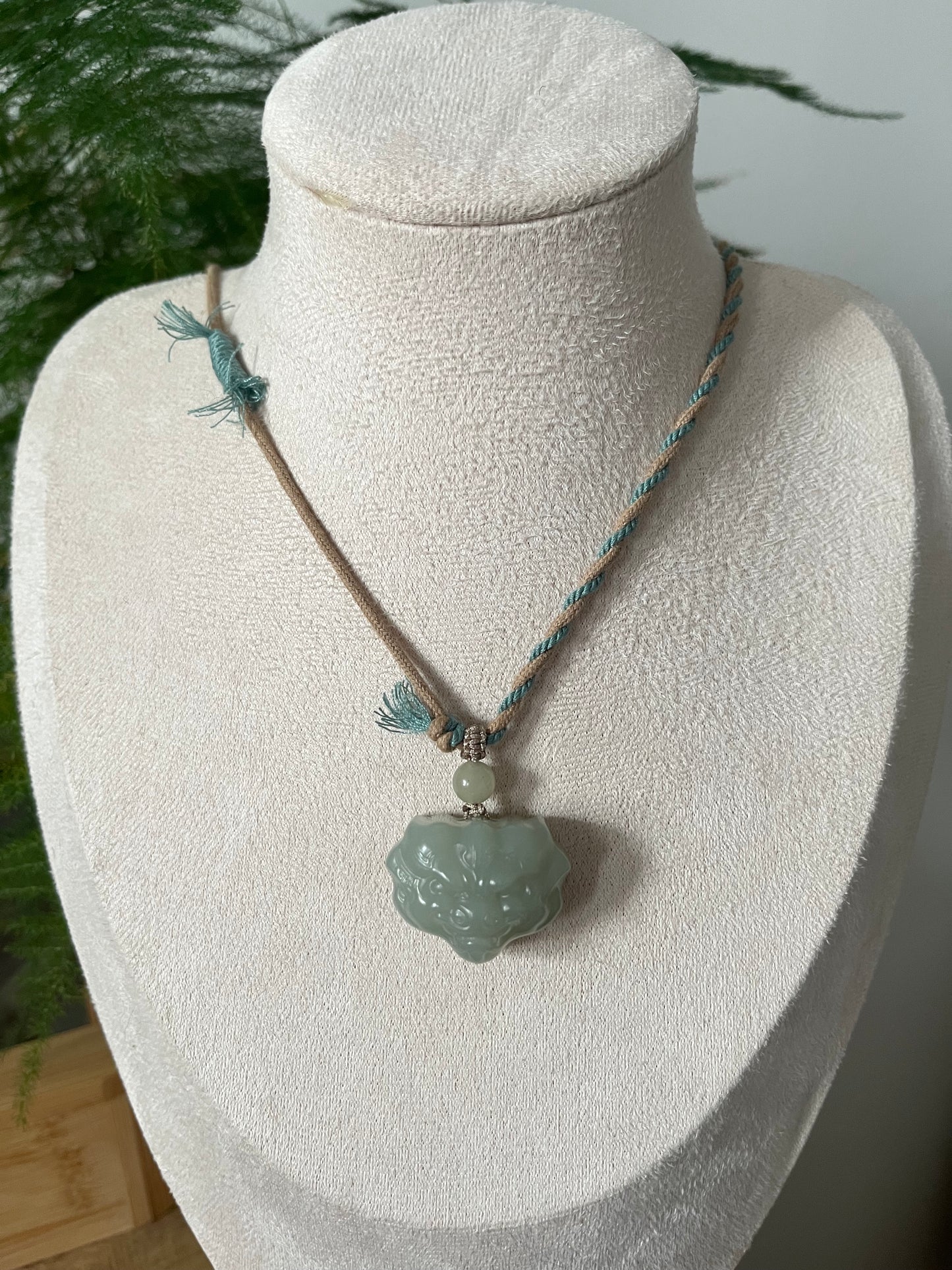 Blue Hetian Jade Beast Face Pendant | 和田且末蓝兽面