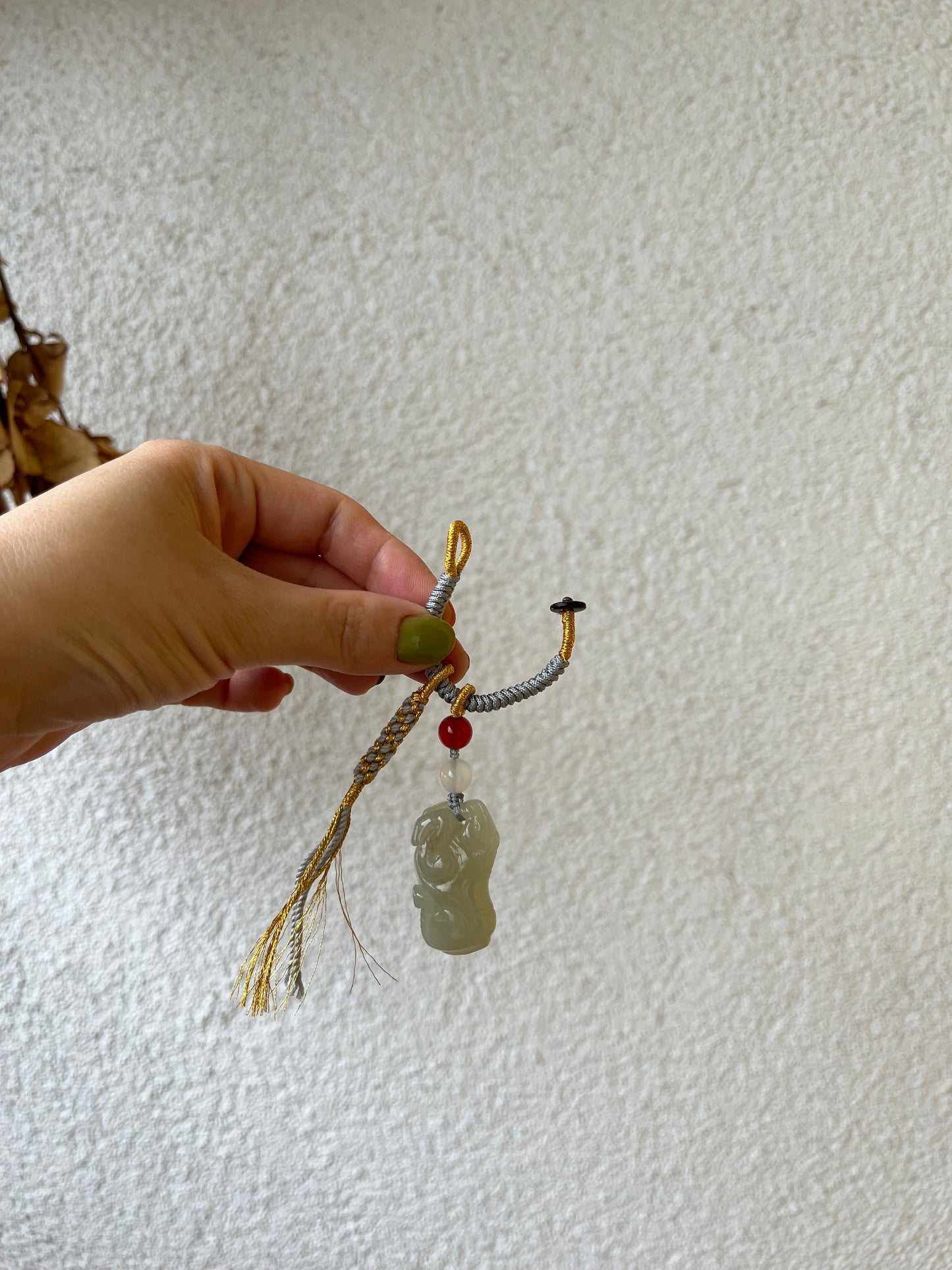 Hand Carved Hetian Jade Horse Bag Charm, 手雕和田唐马