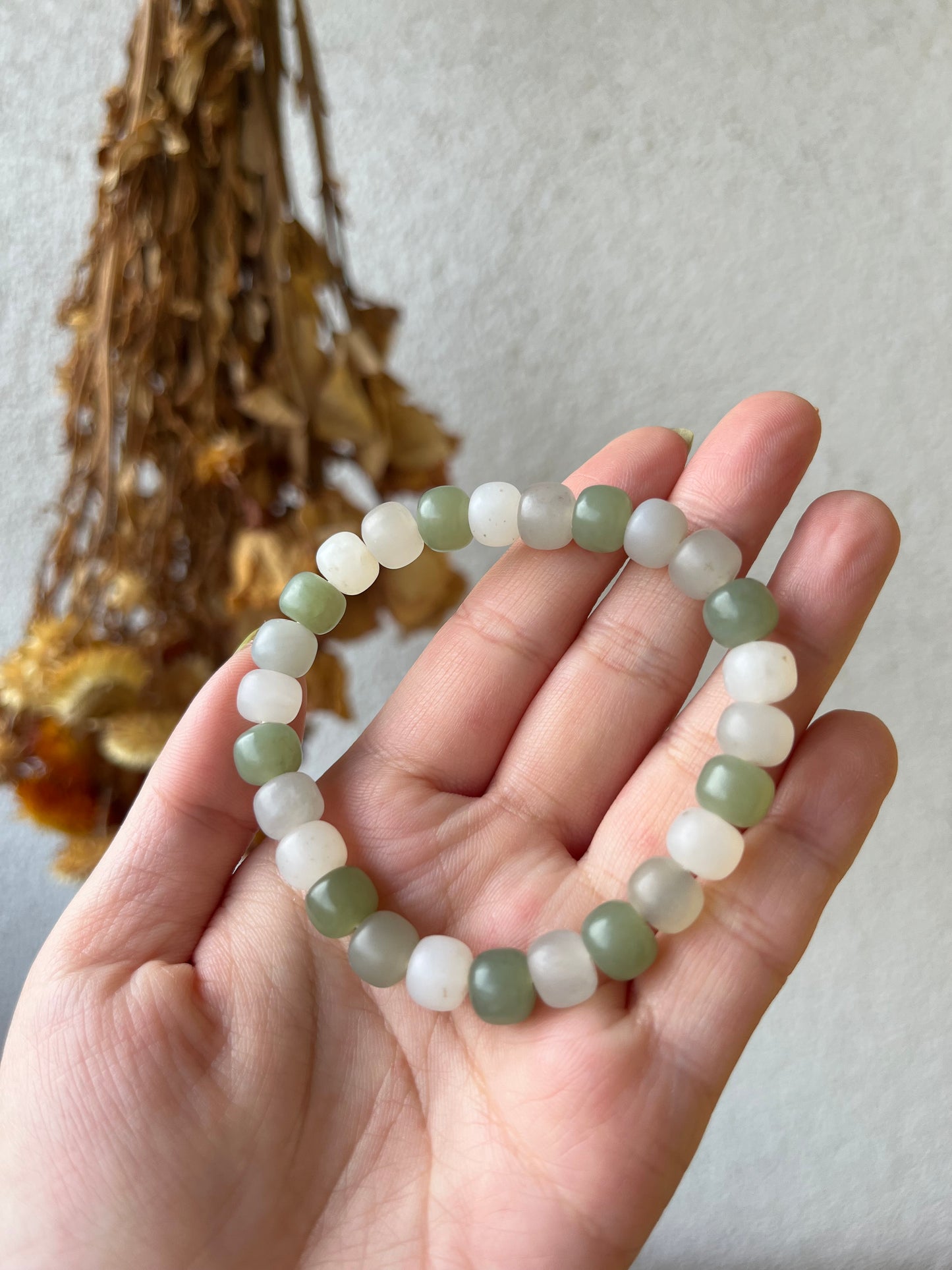 Multi-color Hetian Jade Beaded Bracelet | 小清新和田玉手串