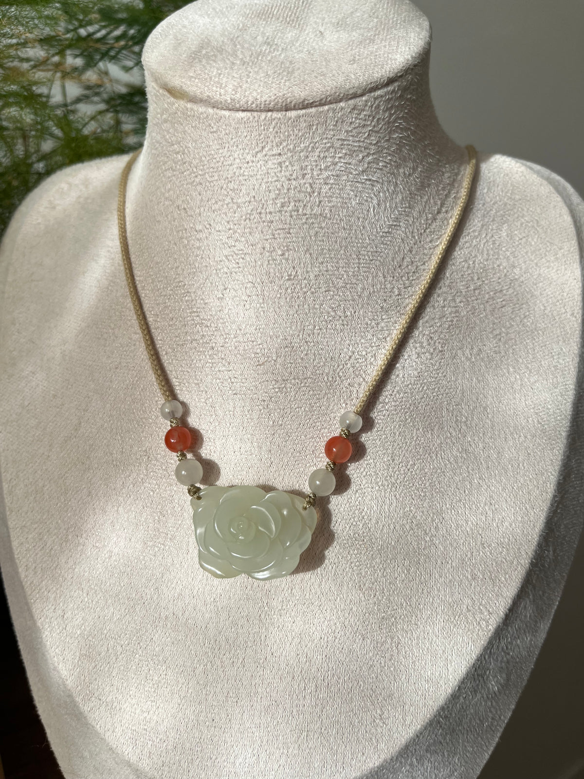 Hand Carved Hetian Jade Rose Pendant