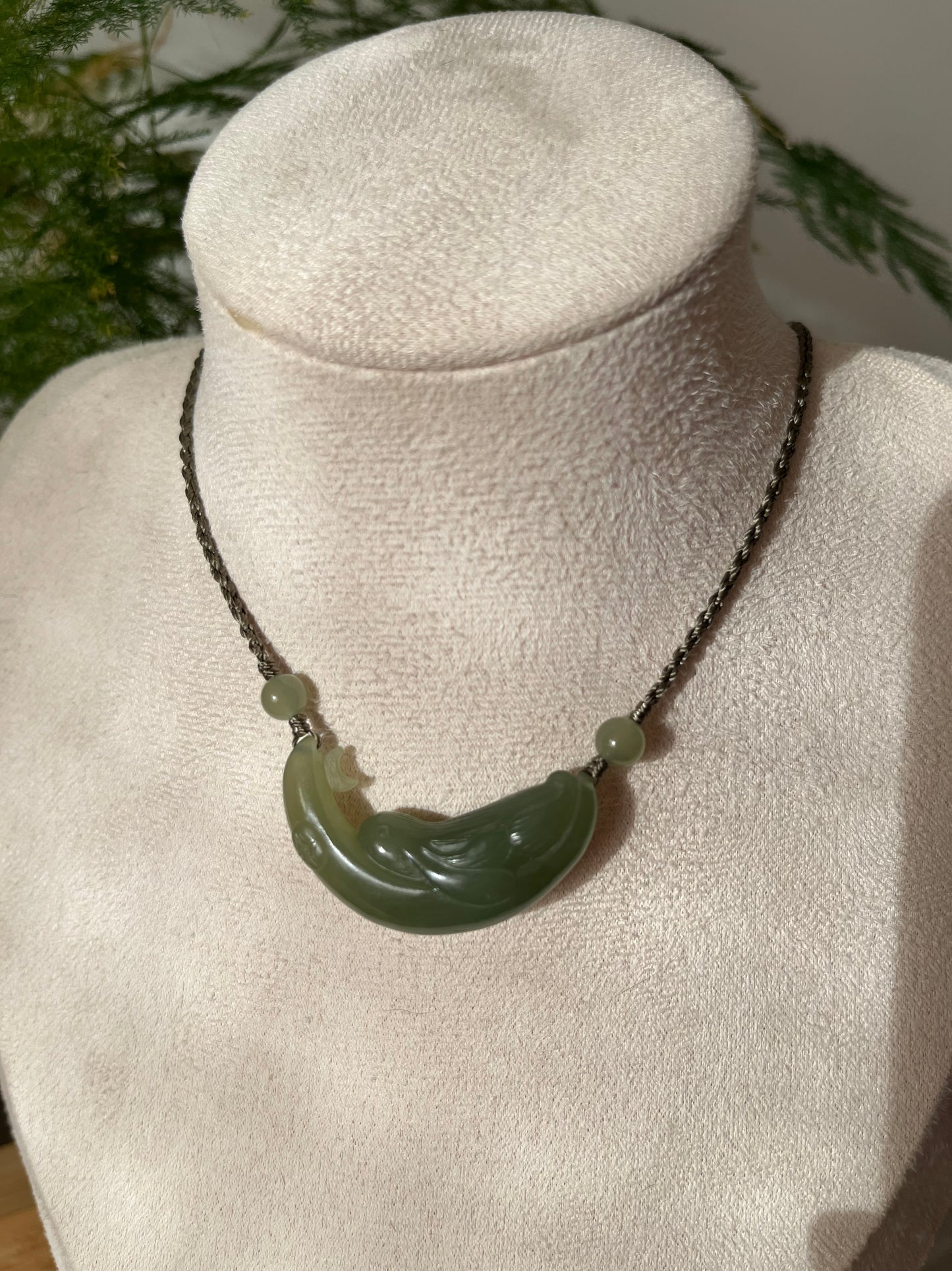 Hand Carved Light Green Hetian Jade Rabbit on the Moon Pendant