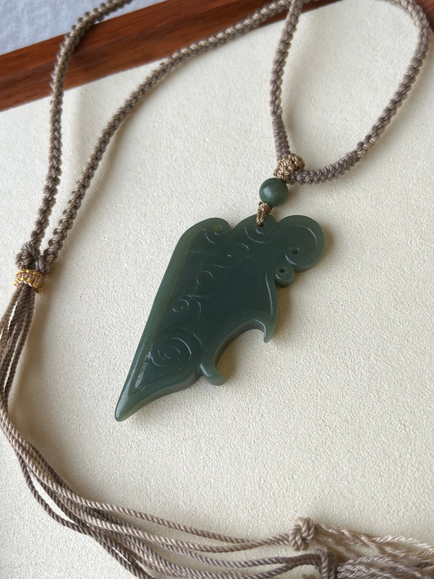 Hand Carved Hetian Jade Antique-style Pendant with Ruyi Pattern