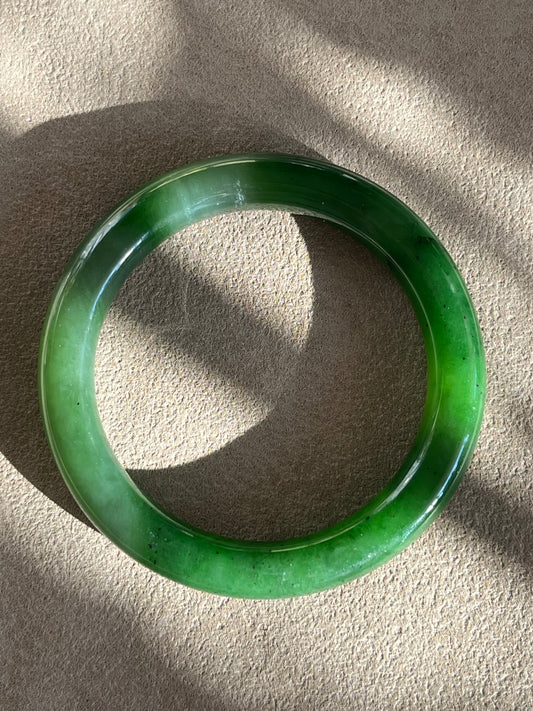 Green Hetian Jade Bangle 59mm | 碧玉手镯