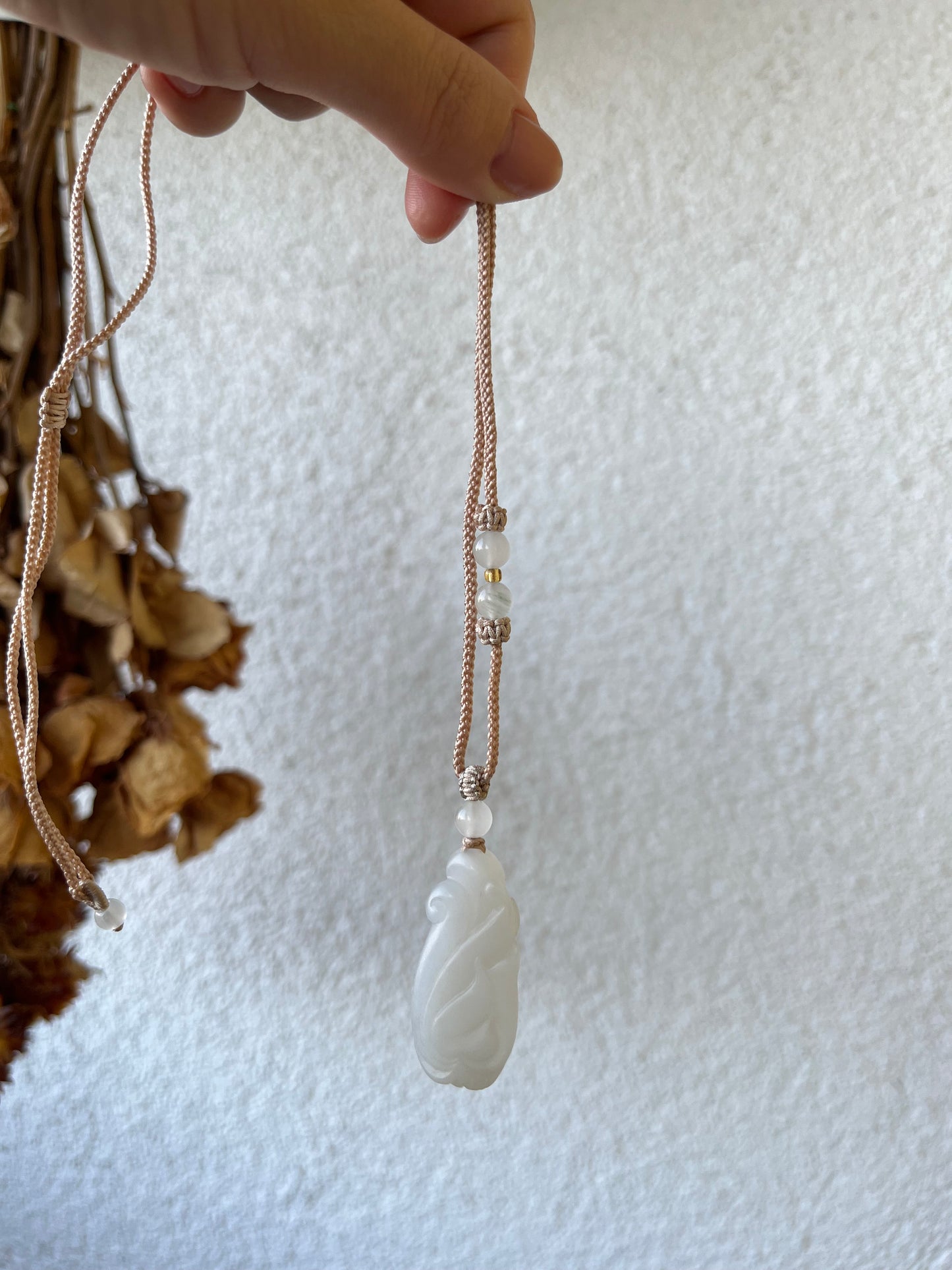 Hand Carved Light Purple Hetian Jade Nine-tailed Fox Pendant