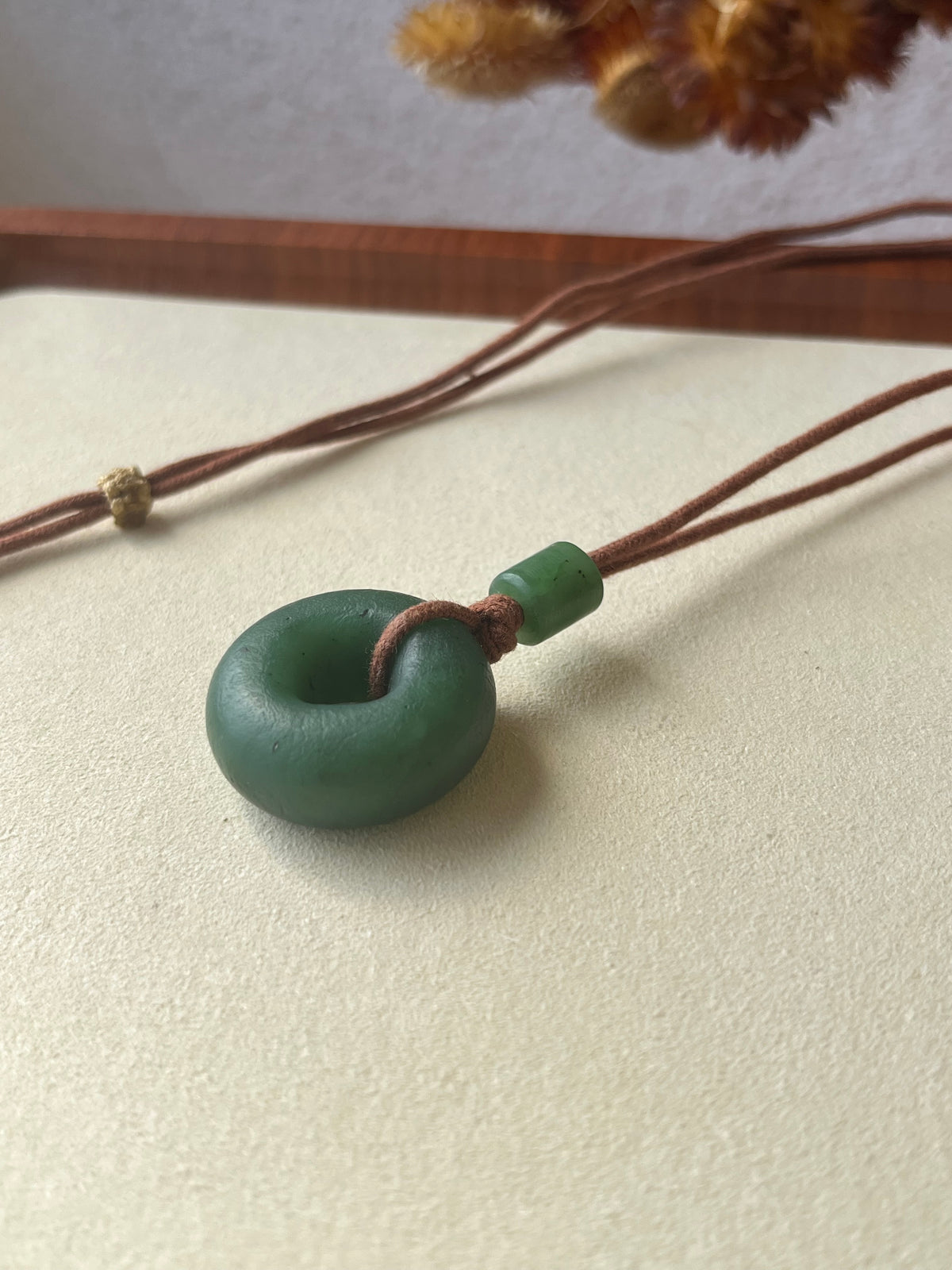 Antique-style Green Hetian Jade Safty Buckle, PI Pendant