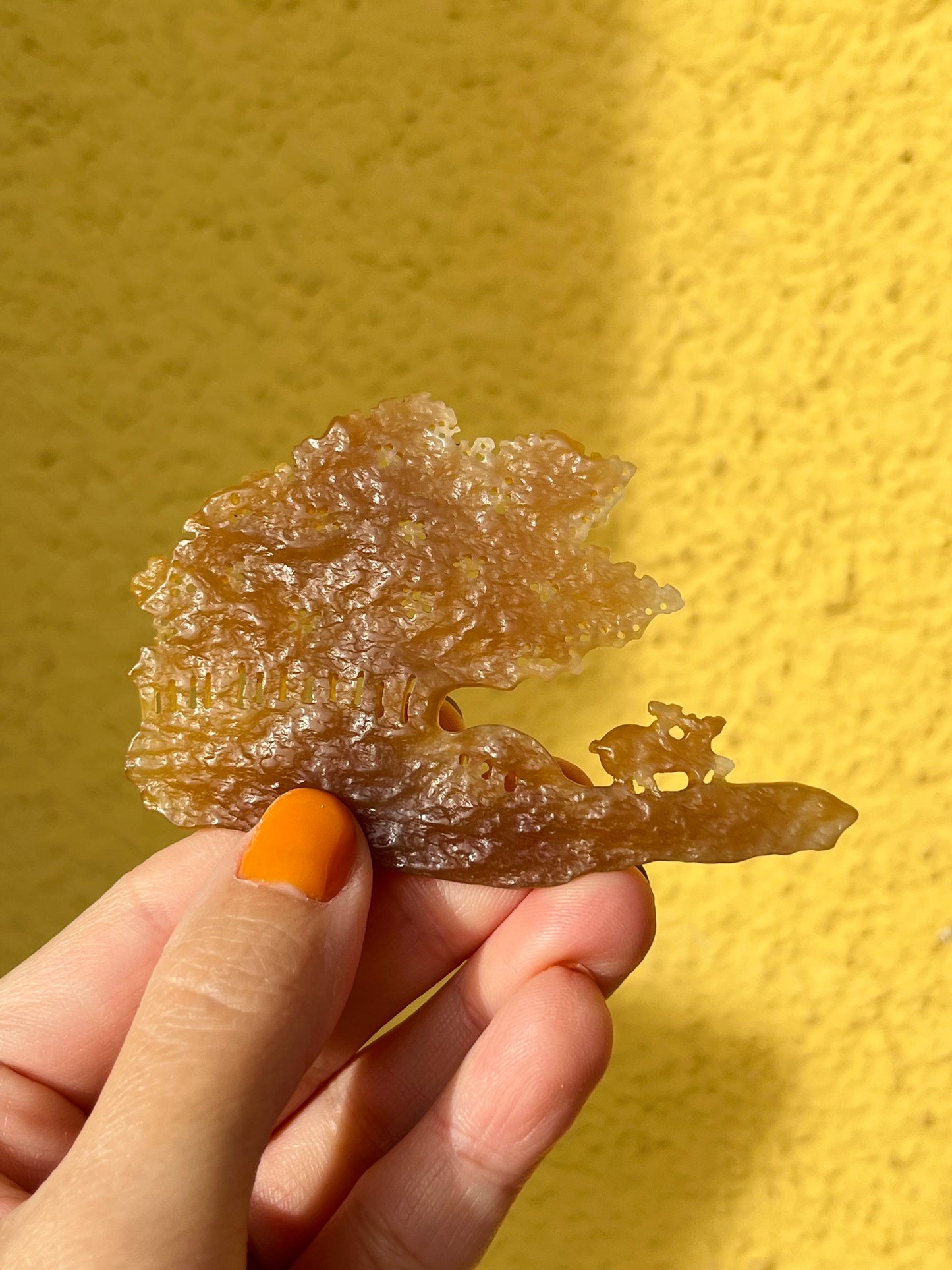 Hand Carved Brown Hetian jADE Deers and Tree Ornament, 手雕和田糖玉小鹿（一路有你）摆件