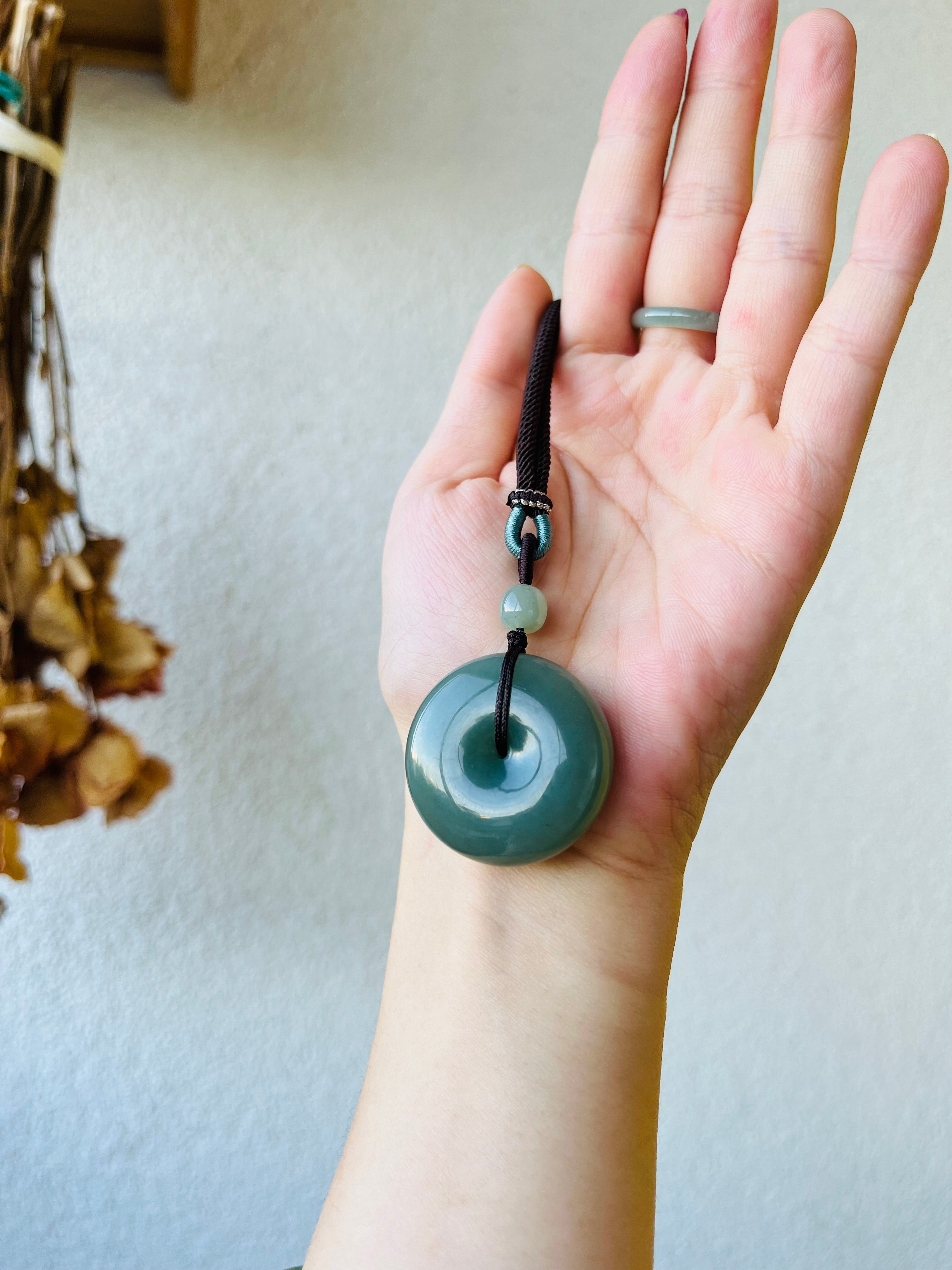 アクセサリー Yi Blue Hetian Jade Chinese Safety Clasp PI Pendant, 和田且末蓝平安扣