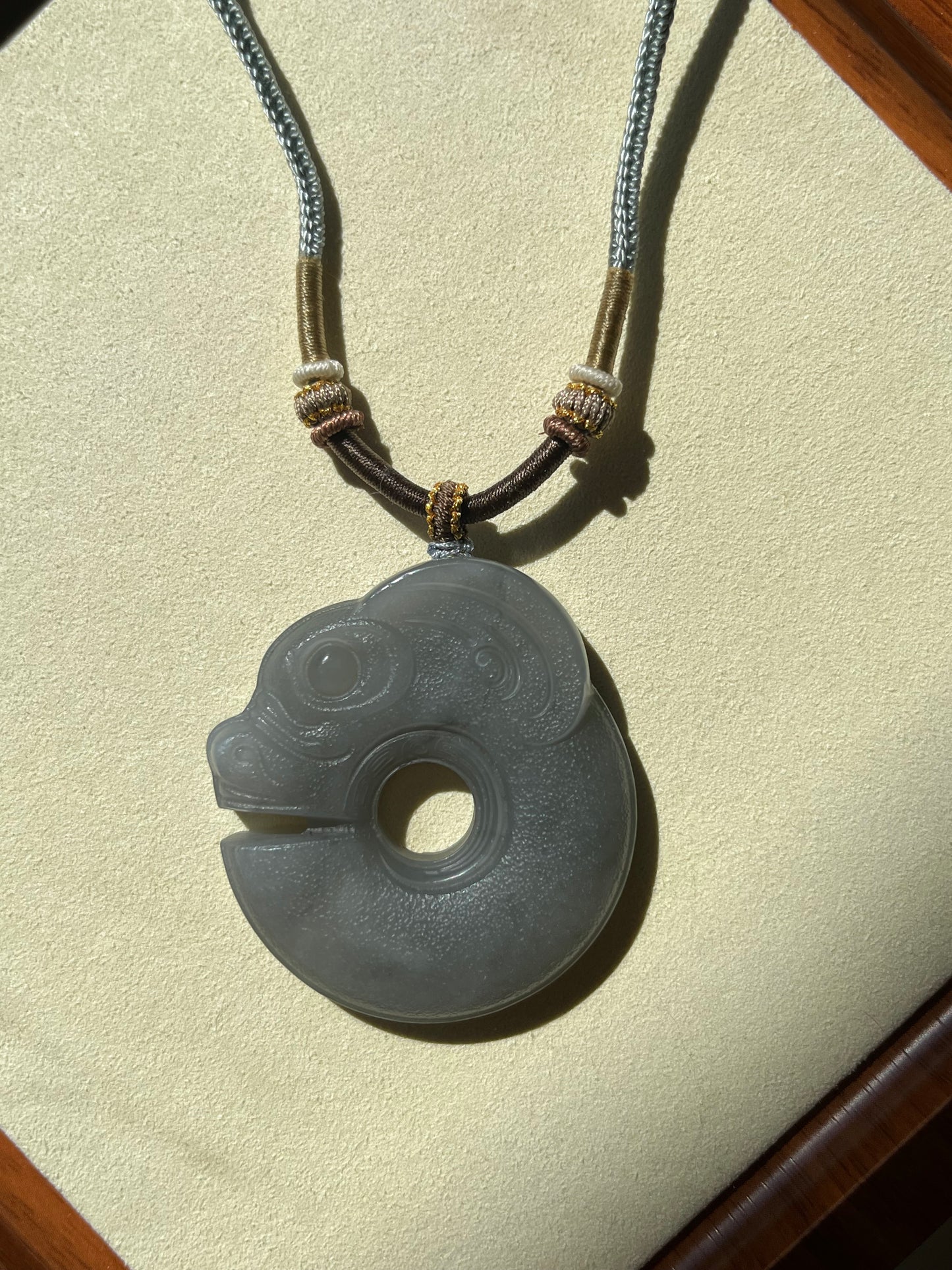 Smoky Purple Hetian Jade Pig Dragon Pendant
