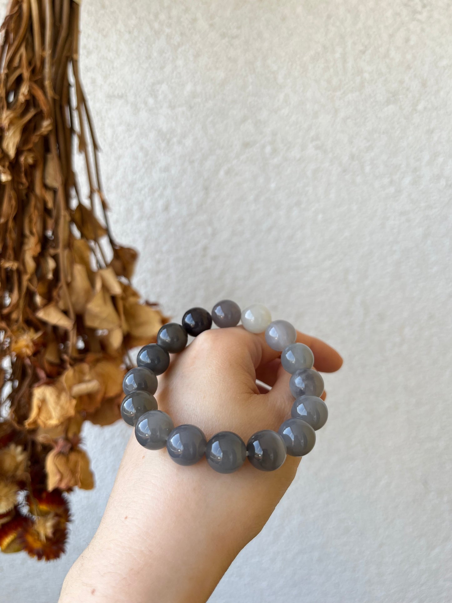 Hetian Jade Smoky Purple Gradient Beaded (12mm) Bracelet