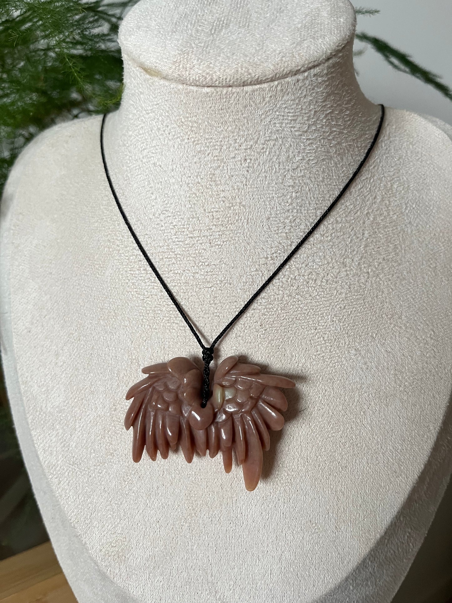 Hand Carved Red Xiu Jade Wings | 手雕岫玉天使之翼