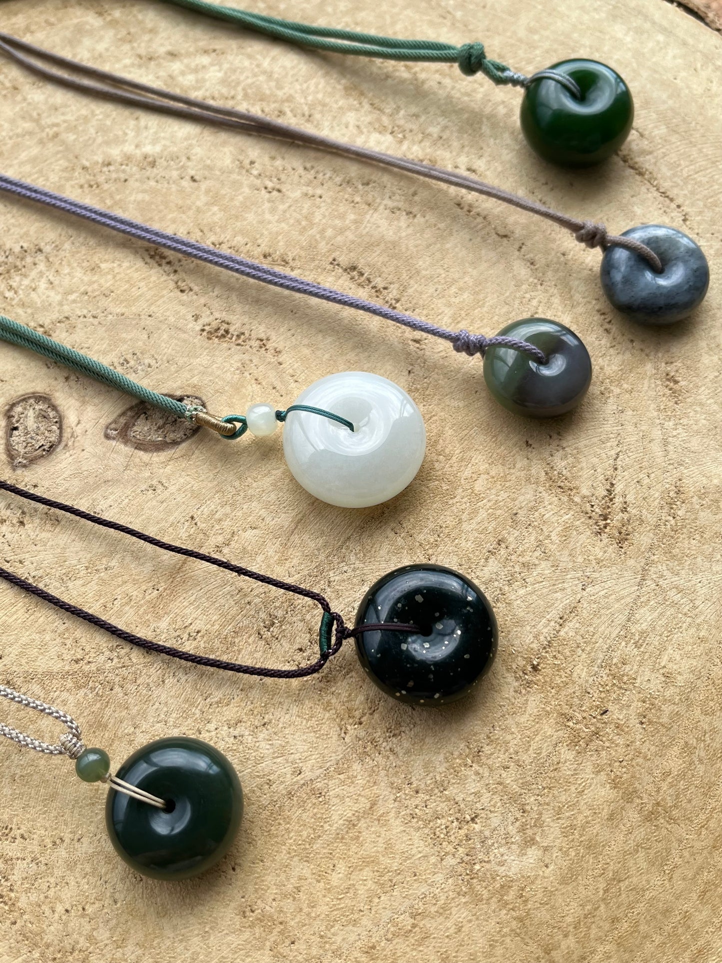 Dark Green Hetian Jade Safty Buckle, PI Pendant | 和田深湖水绿平安扣