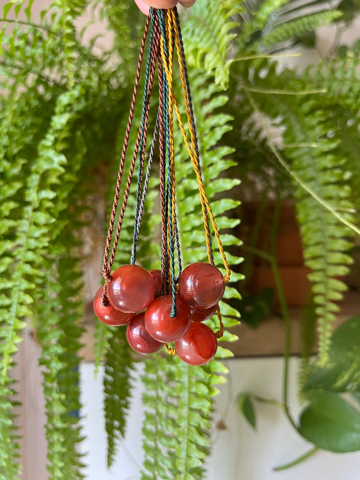 Frame Pattern Nanhong Agate Single Bead (16mm) Necklace | 南红火焰纹单珠路路通项链
