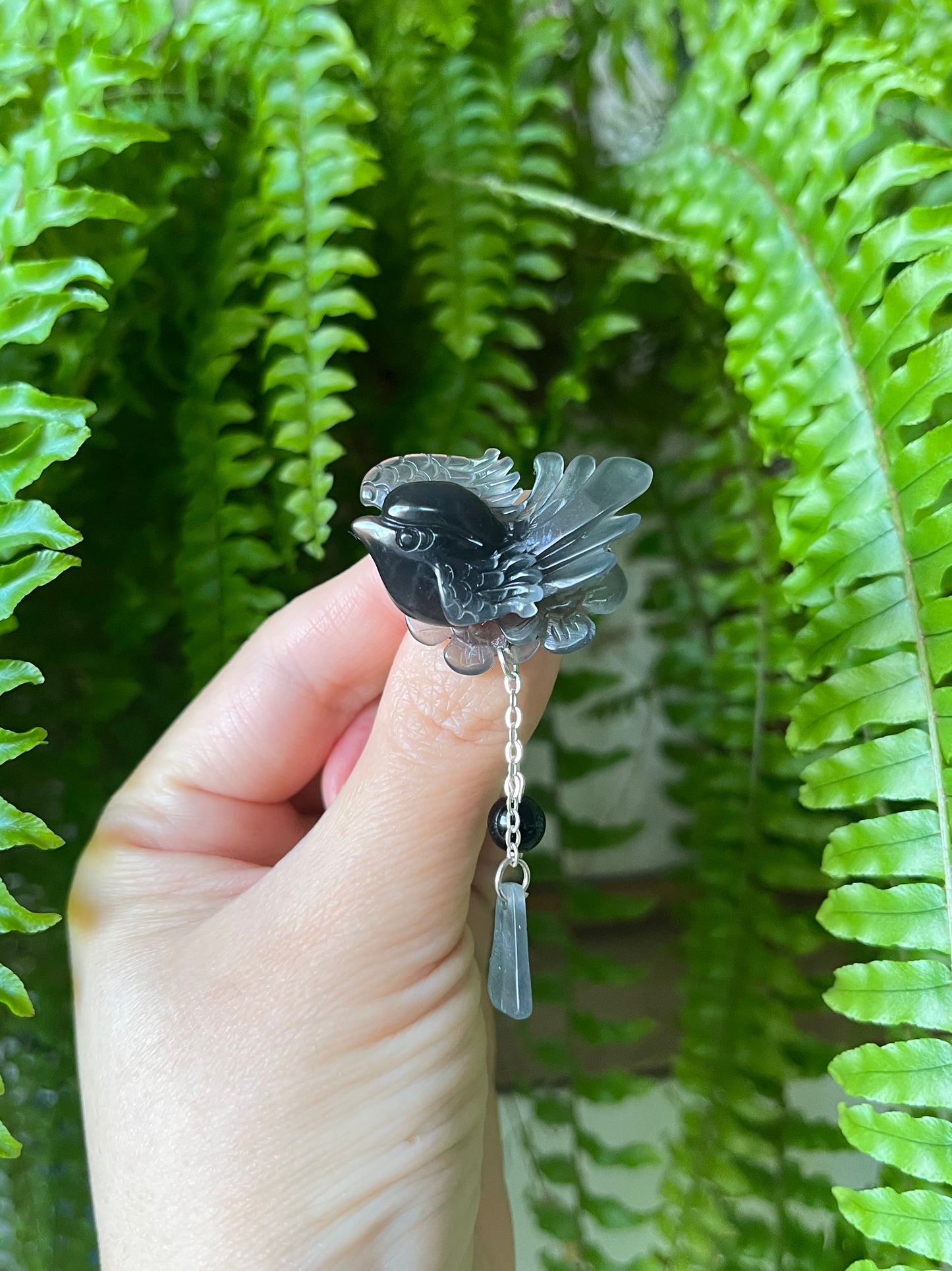 Hand Carved Xiu Jade Magpie, Lotus Brooches | 手雕岫玉胸针