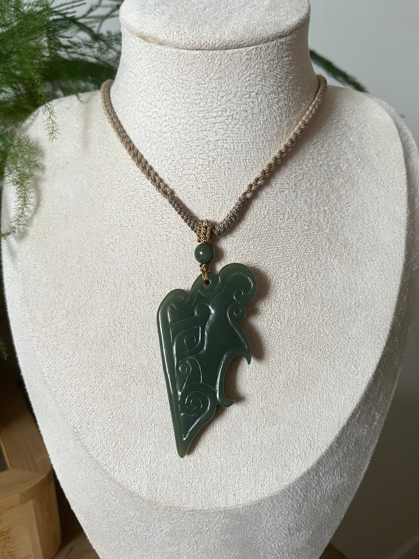 Hand Carved Hetian Jade Antique-style Pendant with Ruyi Pattern