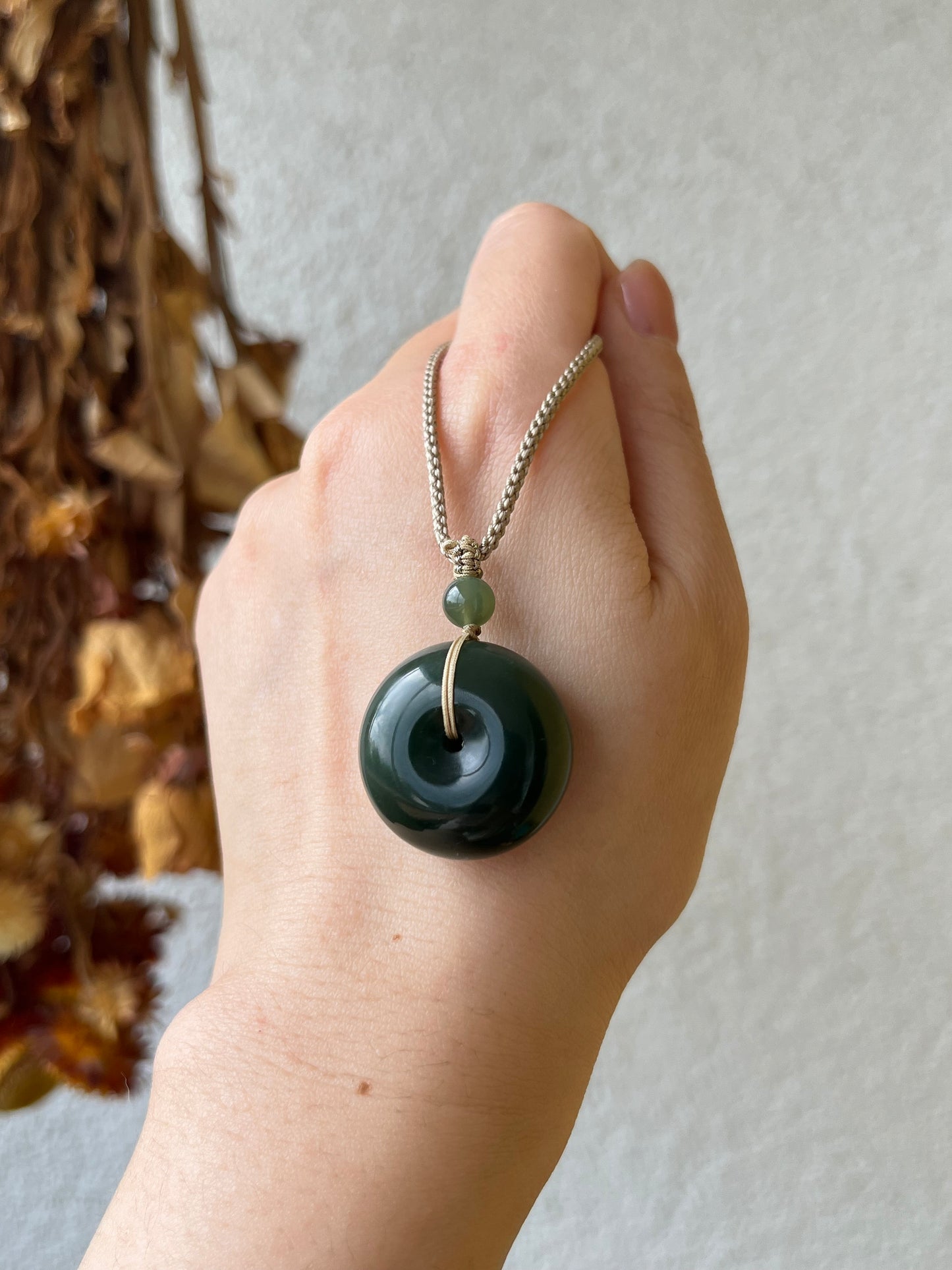 Dark Green Hetian Jade Safty Buckle, PI Pendant | 和田深湖水绿平安扣