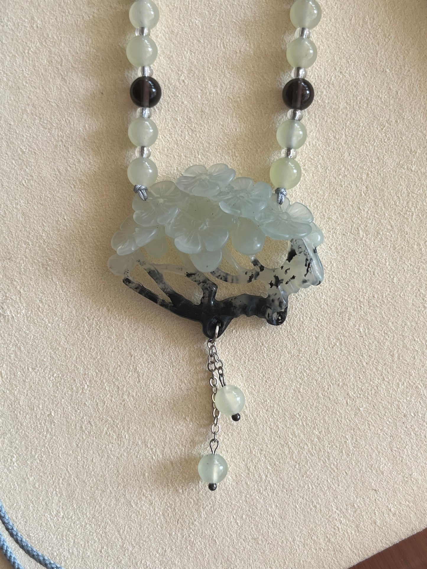 Hand Carved Xiu Jade Plum Blossom