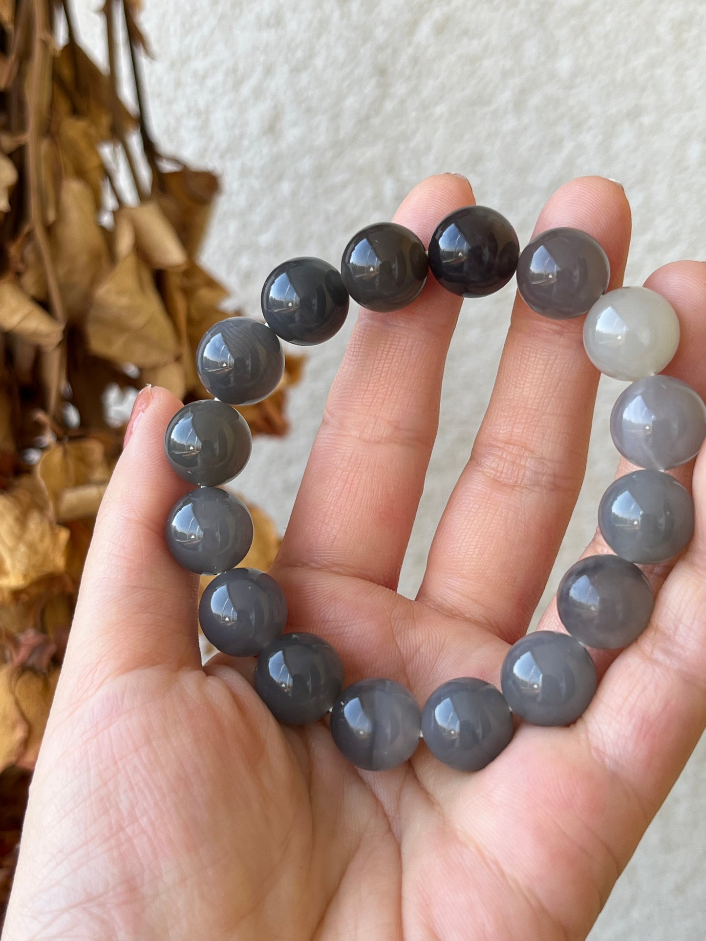 Hetian Jade Smoky Purple Gradient Beaded (12mm) Bracelet