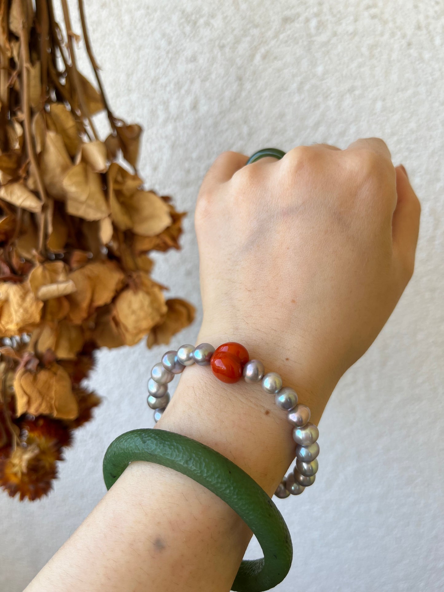Bracelets with Red Agate Heart | 红玛瑙屁桃手串