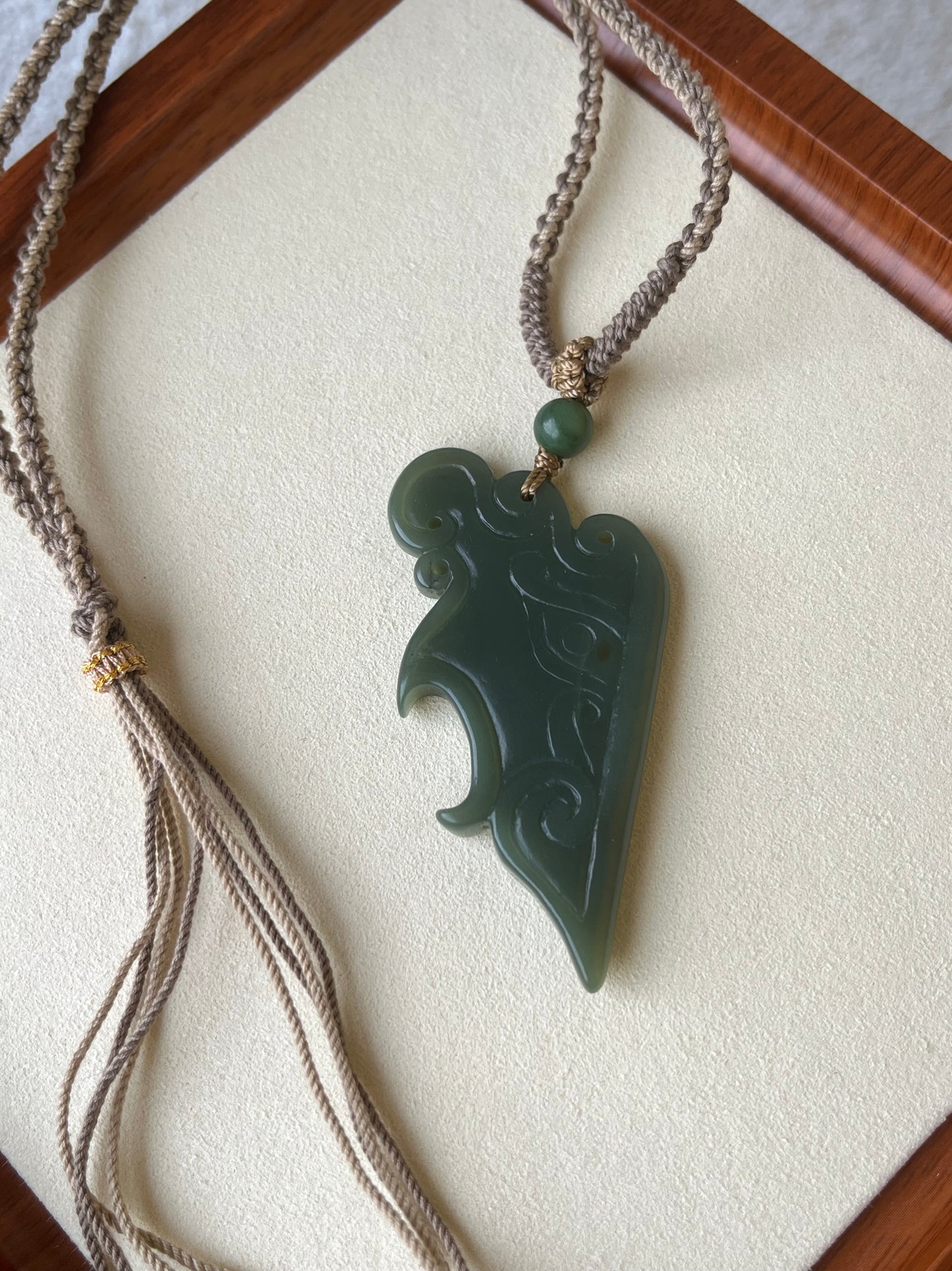 Hand Carved Hetian Jade Antique-style Pendant with Ruyi Pattern