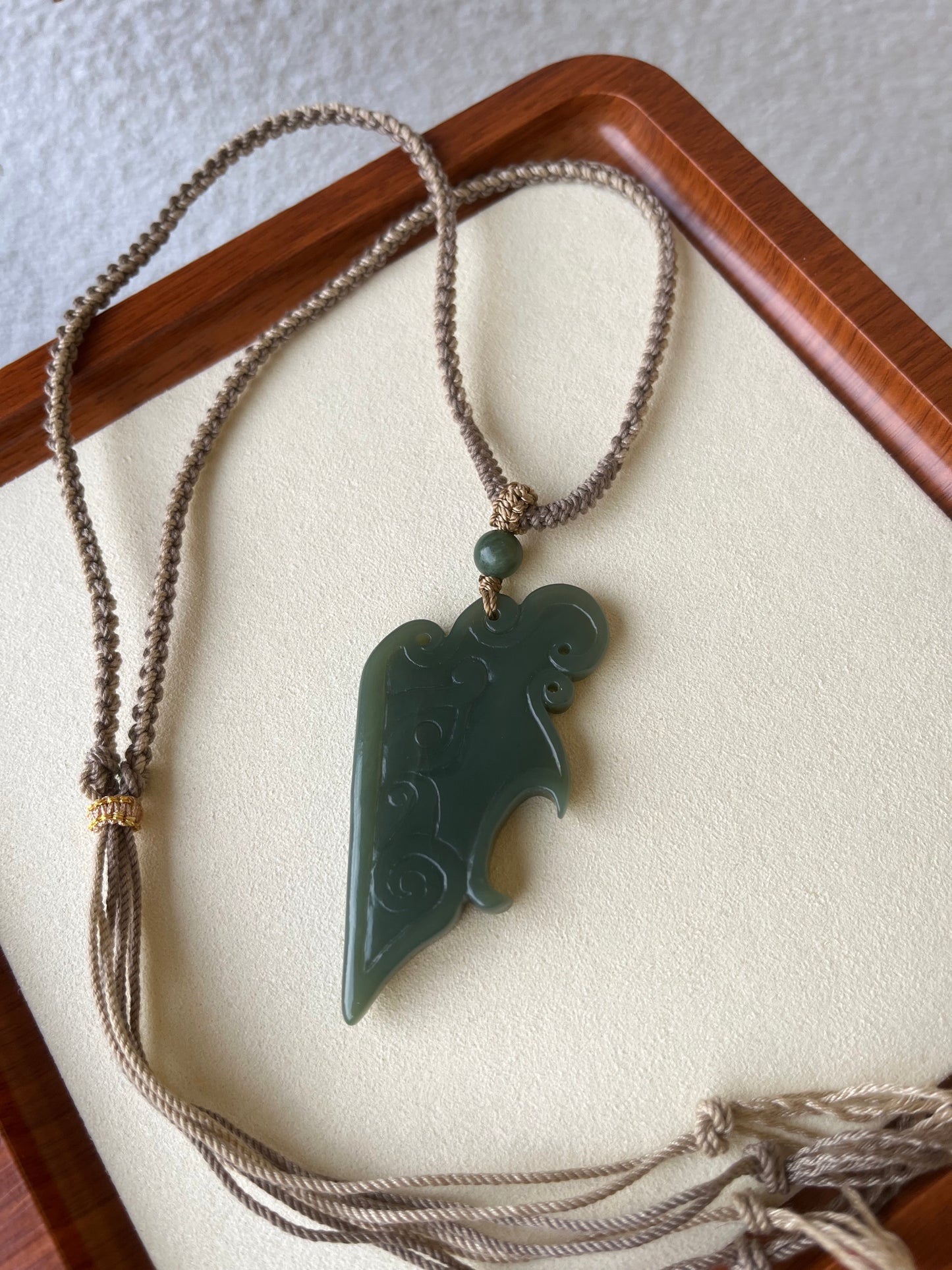 Hand Carved Hetian Jade Antique-style Pendant with Ruyi Pattern