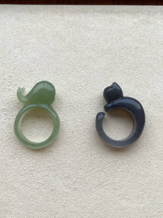 Hand Carved Xiu Jade Rings | 手雕岫玉戒圈