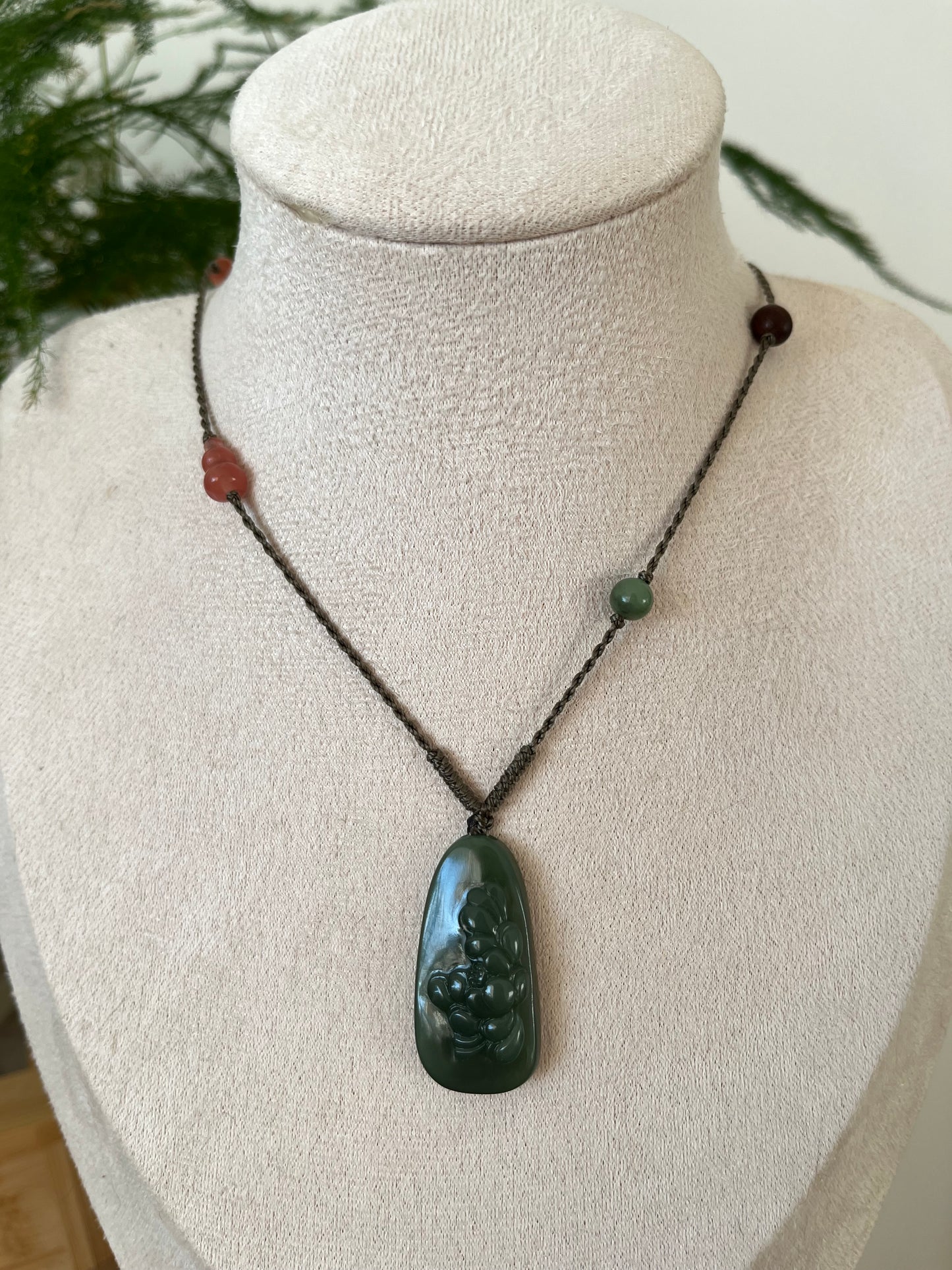 Hand Carved Green Hetian Jade Peony Flower Pendant | 手雕粉青牡丹牌