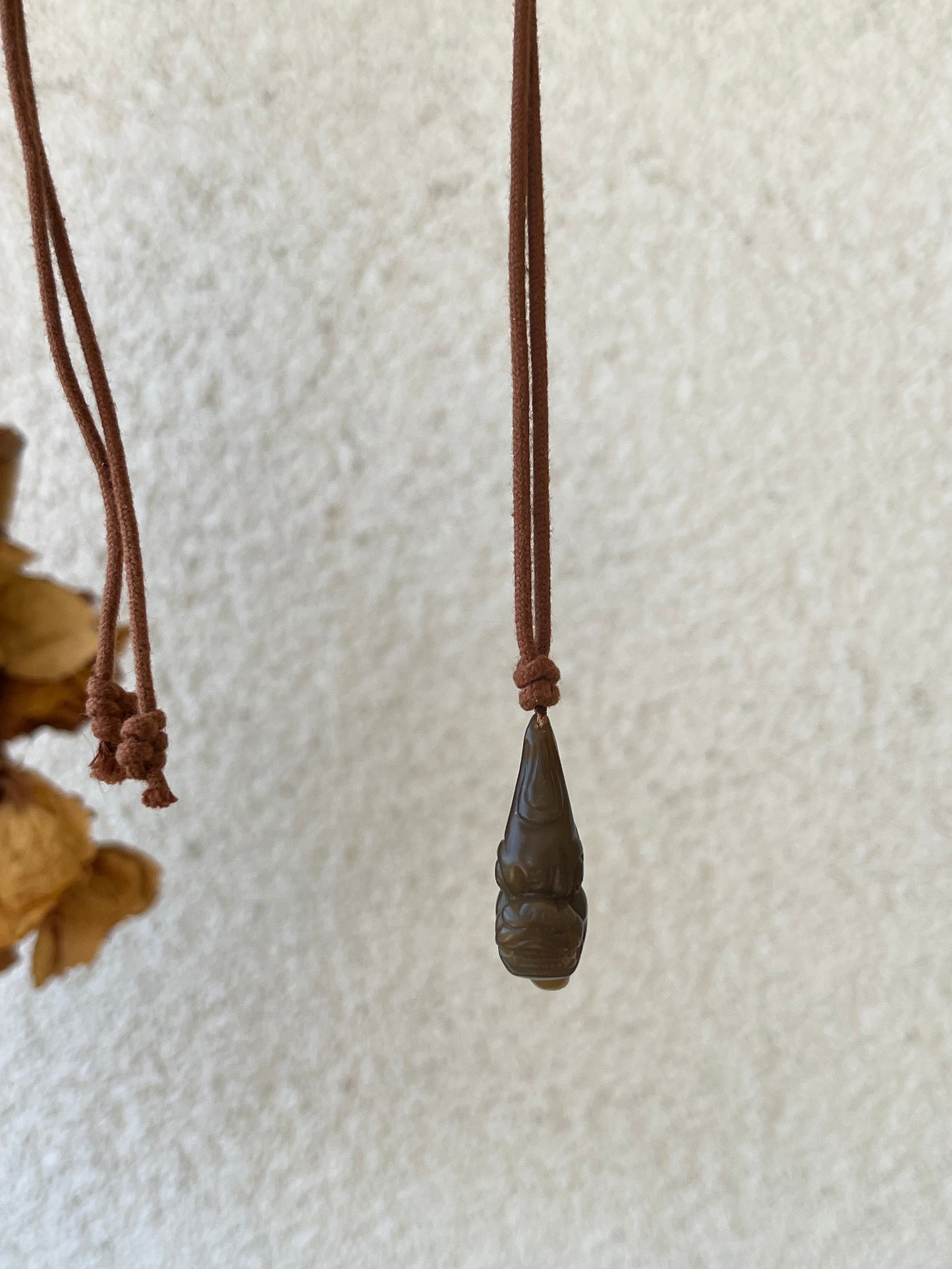 Hand Carved Brown Hetian Jade Beast Face Pendant