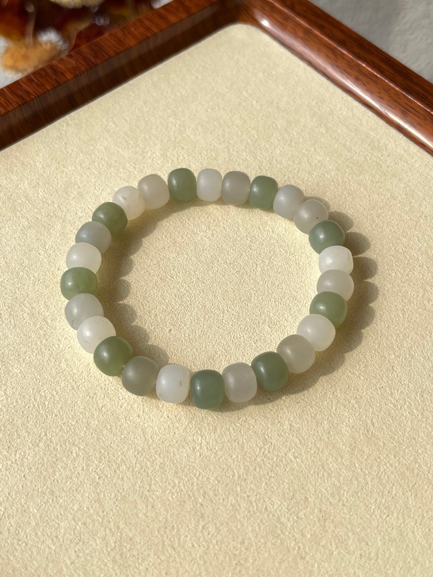 Multi-color Hetian Jade Beaded Bracelet | 小清新和田玉手串