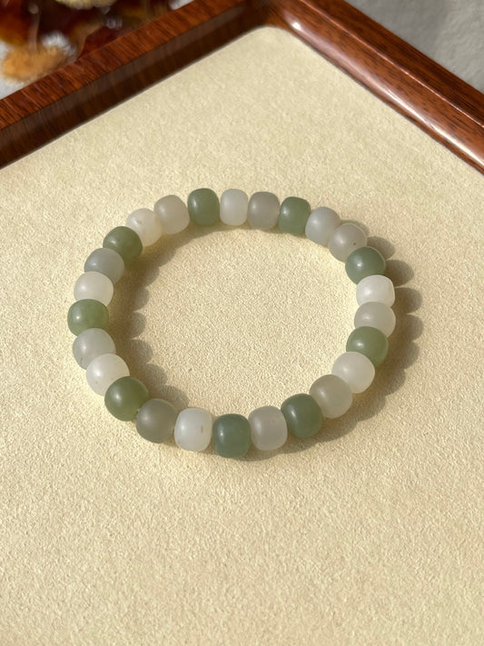 Multi-color Hetian Jade Beaded Bracelet | 小清新和田玉手串
