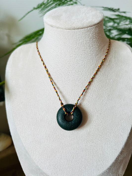 Antique-style Dark Green Hetian Jade Chinese Safety Clasp Pendant, Chinese PI pendant，碧玉古风平安扣