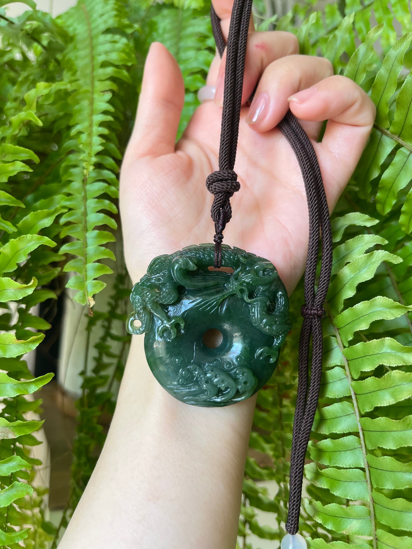 Hand Carved Green Hetian Jade Chinese Dragon | 手雕碧玉龙玉佩