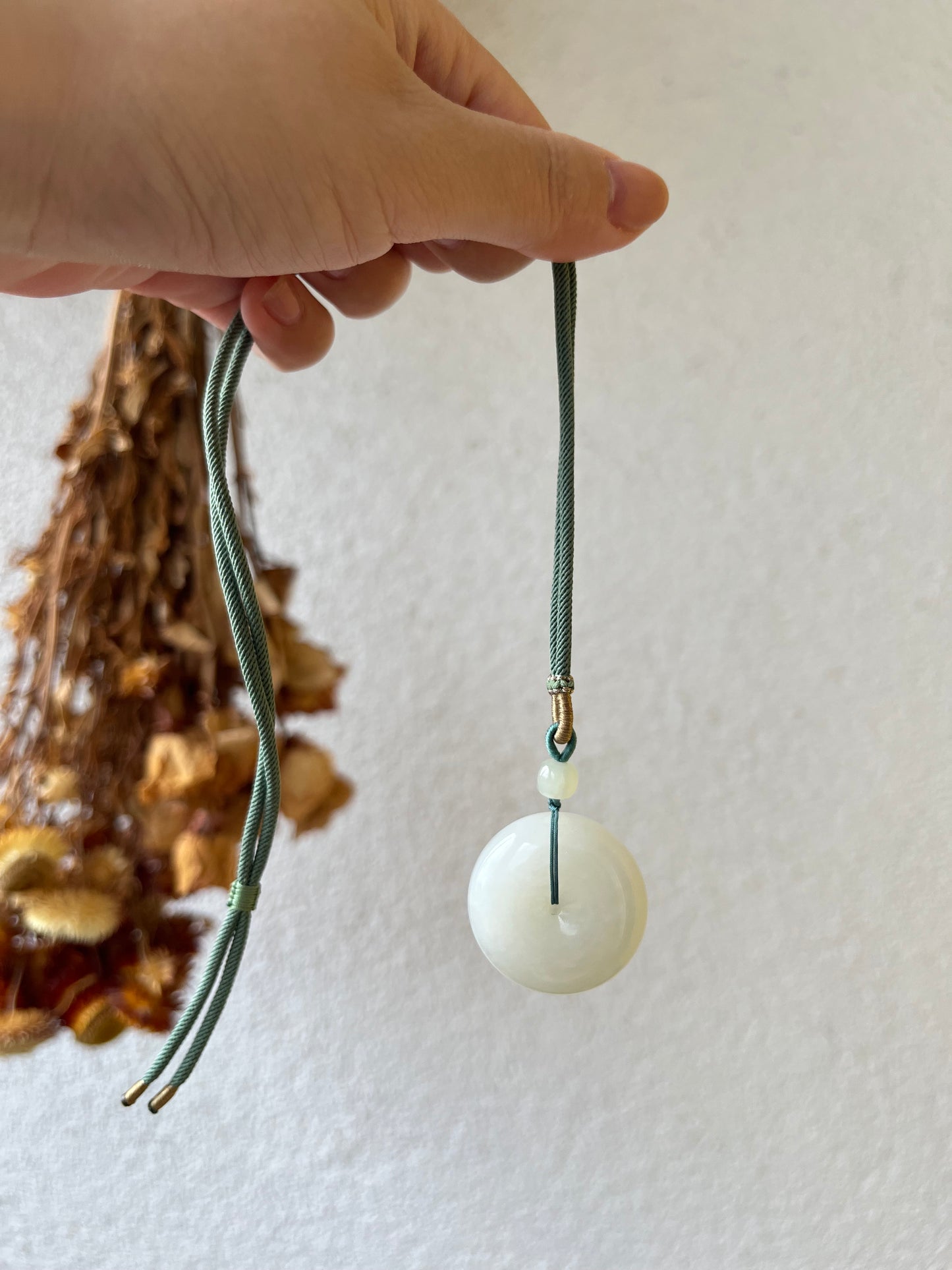 White Hetian Jade Safty Buckle, PI Pendant | 和田青海白玉平安扣