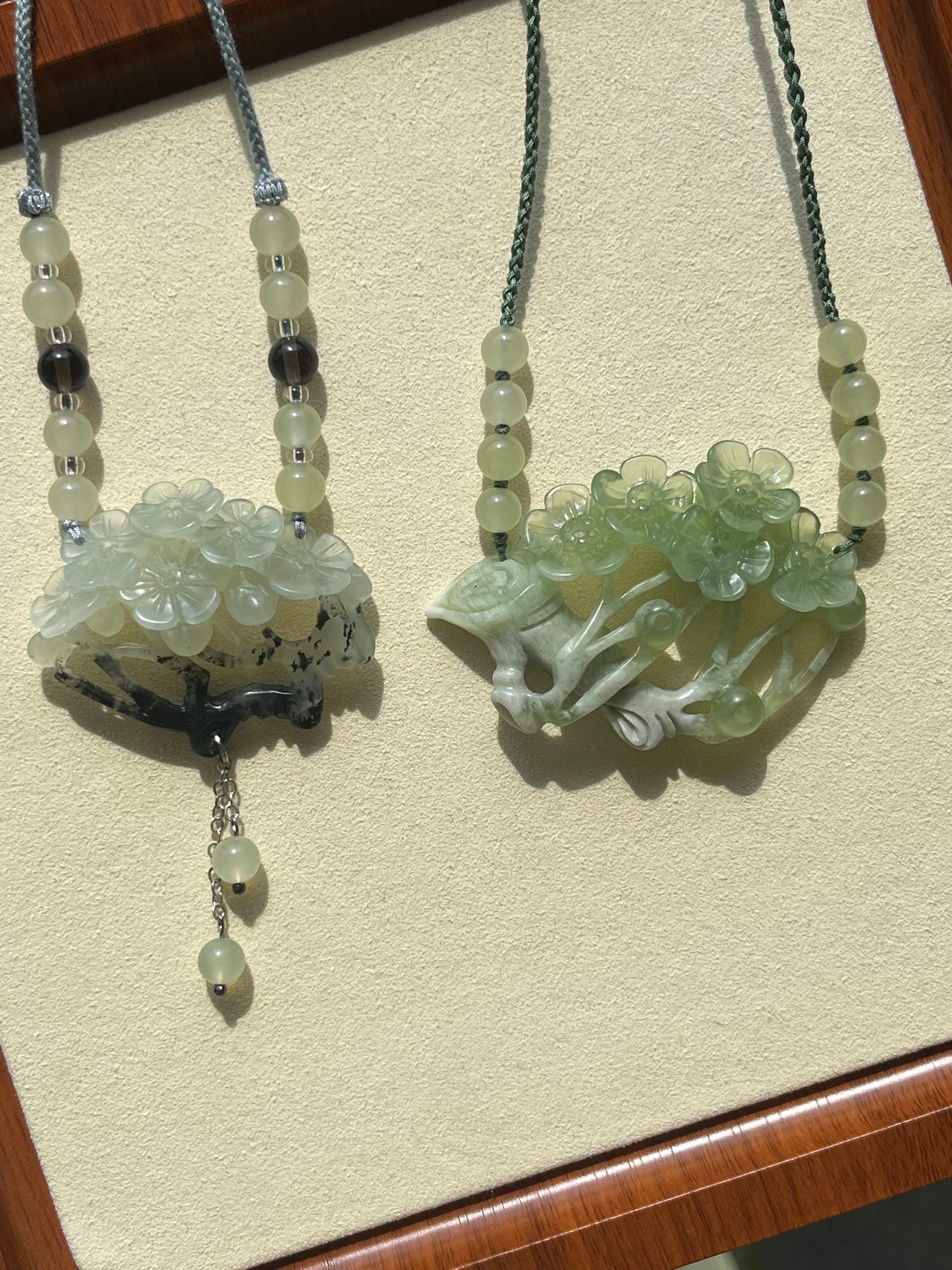 Hand Carved Xiu Jade Plum Blossom