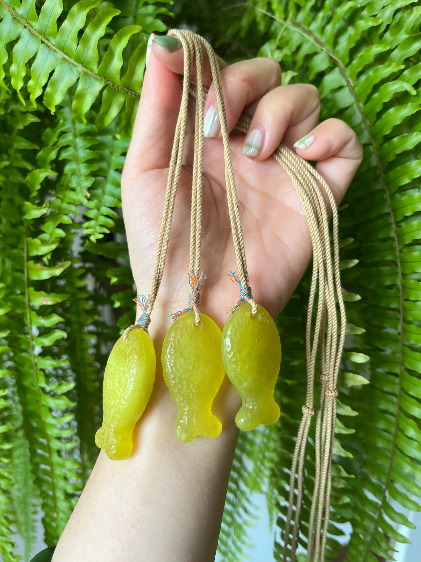 Yellow Xiu Jade Fish Necklace