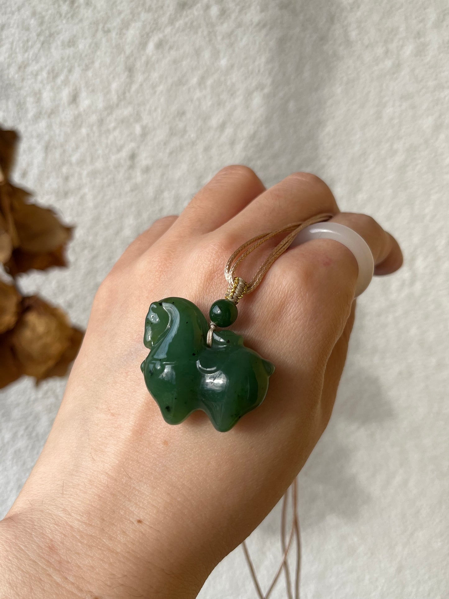 Green Hetian Jade Horse Pendant