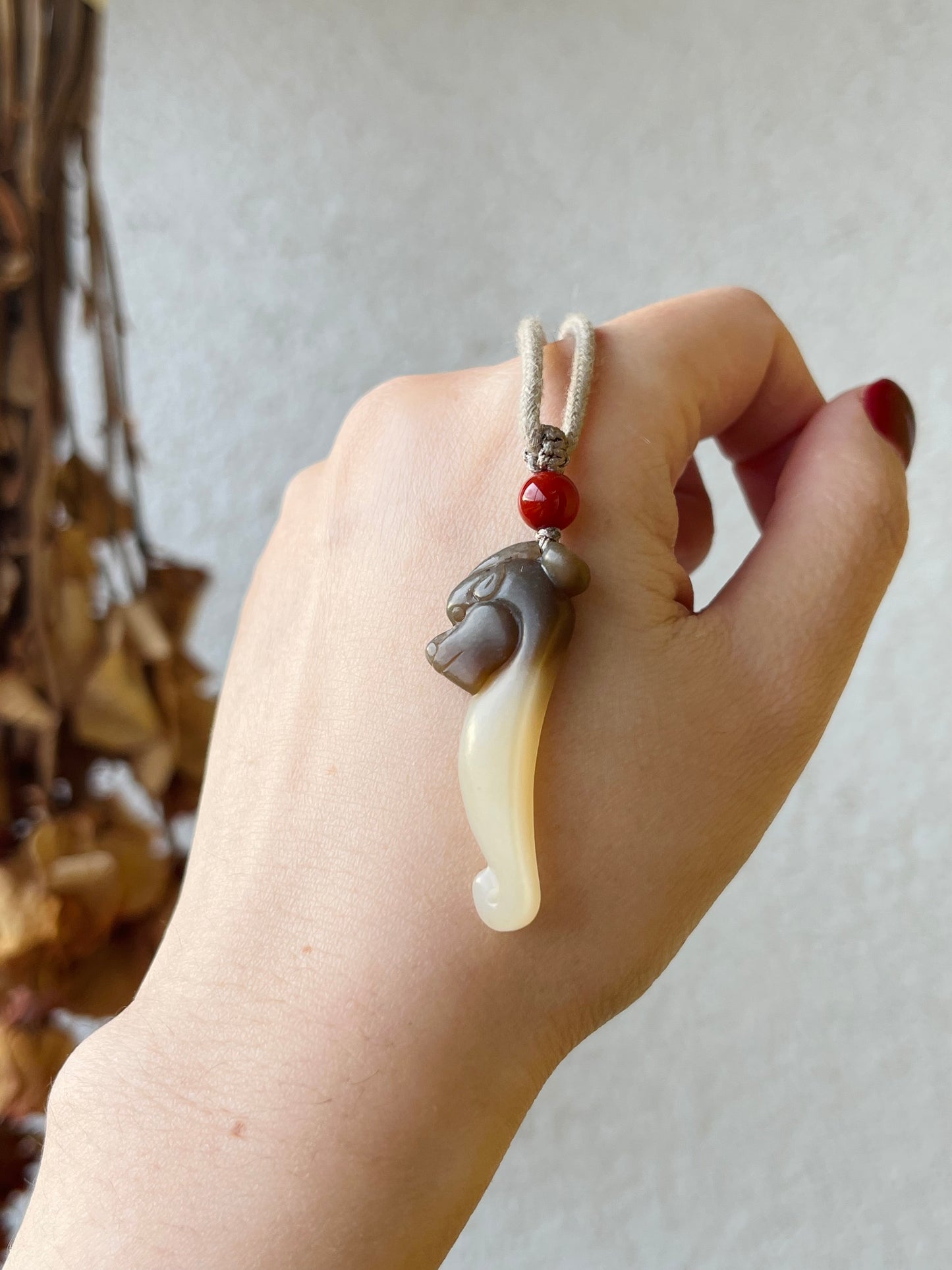 Hand Carved Brown Hetian Jade Chinese Dragon Pendant, 手雕和田糖玉小龙