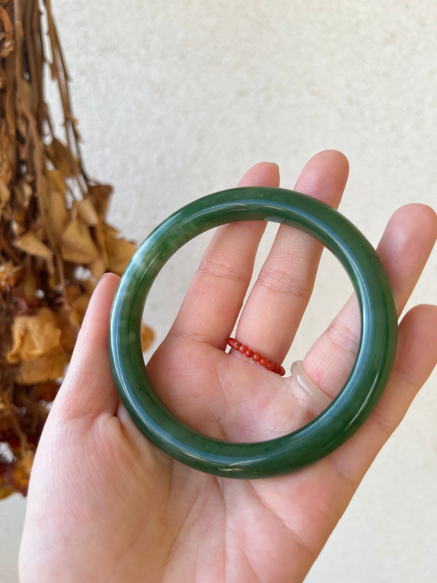 Green Hetian Jade Bangle 60mm | 碧玉手镯
