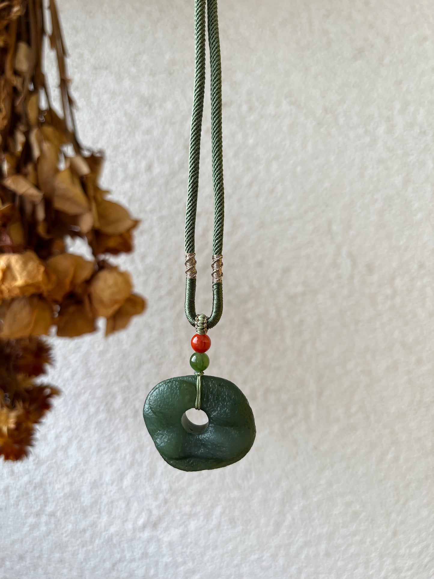 Ancient-style Green Hetian Jade Peace Buckle (Ping An Kou)