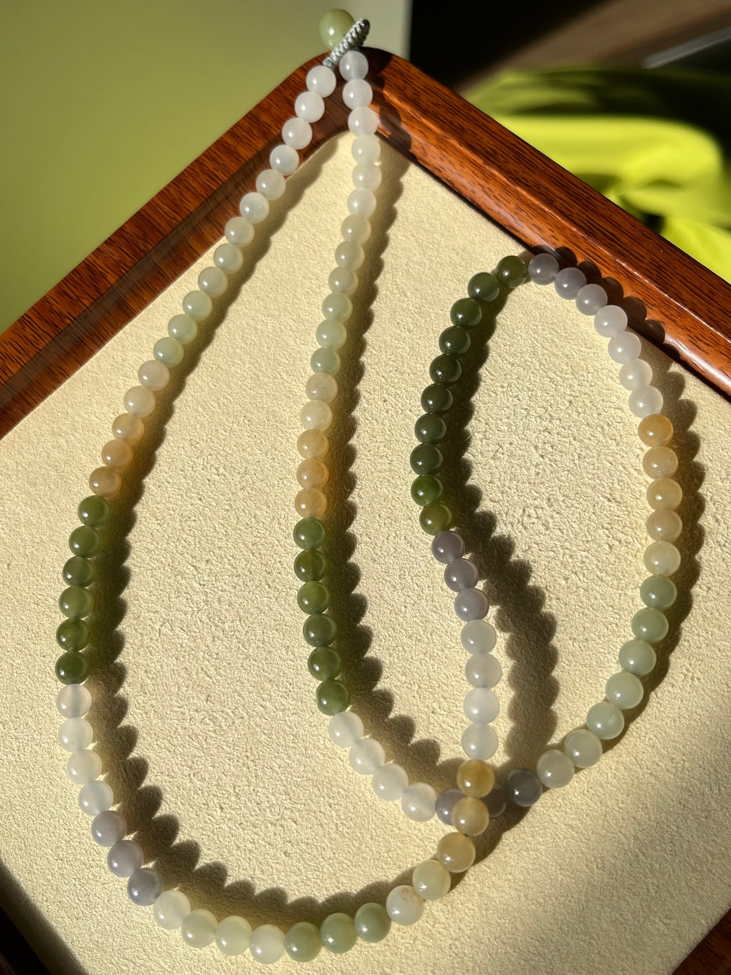 60cm Necklace with Multicolor Hetian Jade 6mm Beads | 和田多宝108项链
