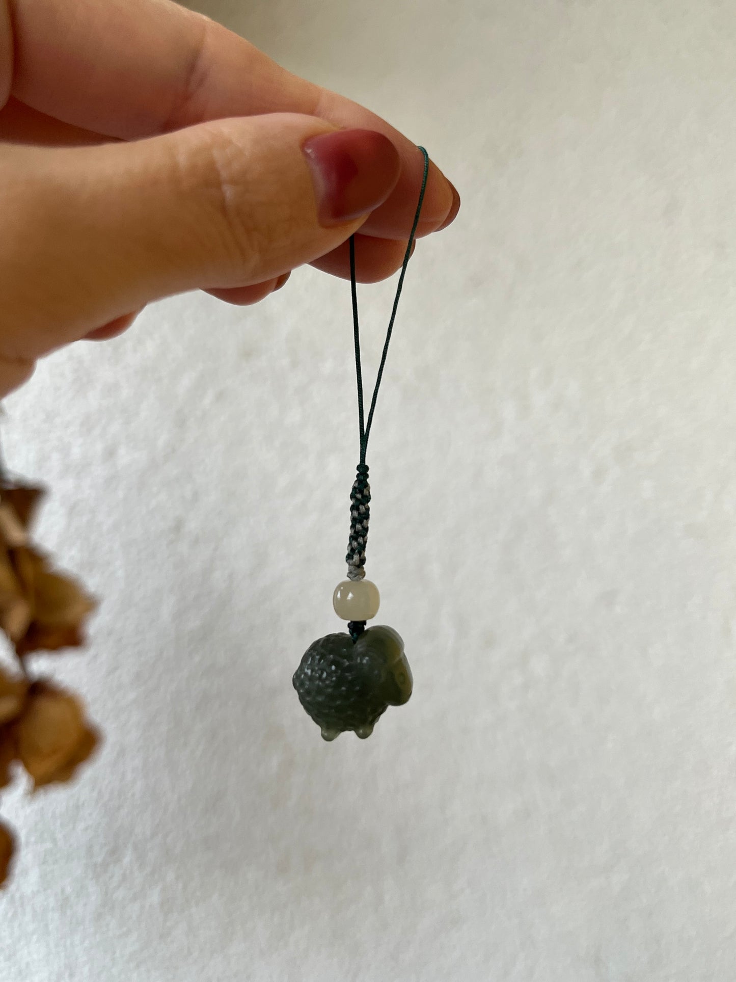 Handmade Cute Phone / Bag Charms with Carved Hetian Jade Pendants