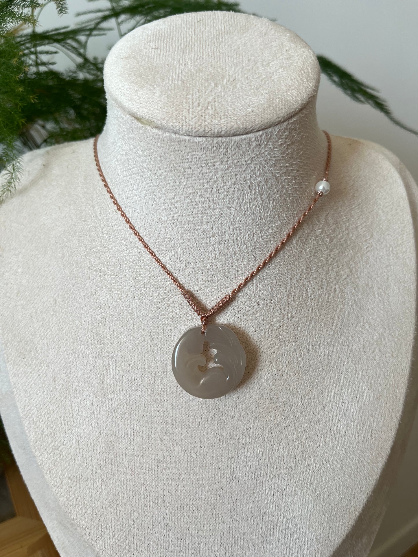 Pink Hetian Jade Nine-tailed Fox Pendant