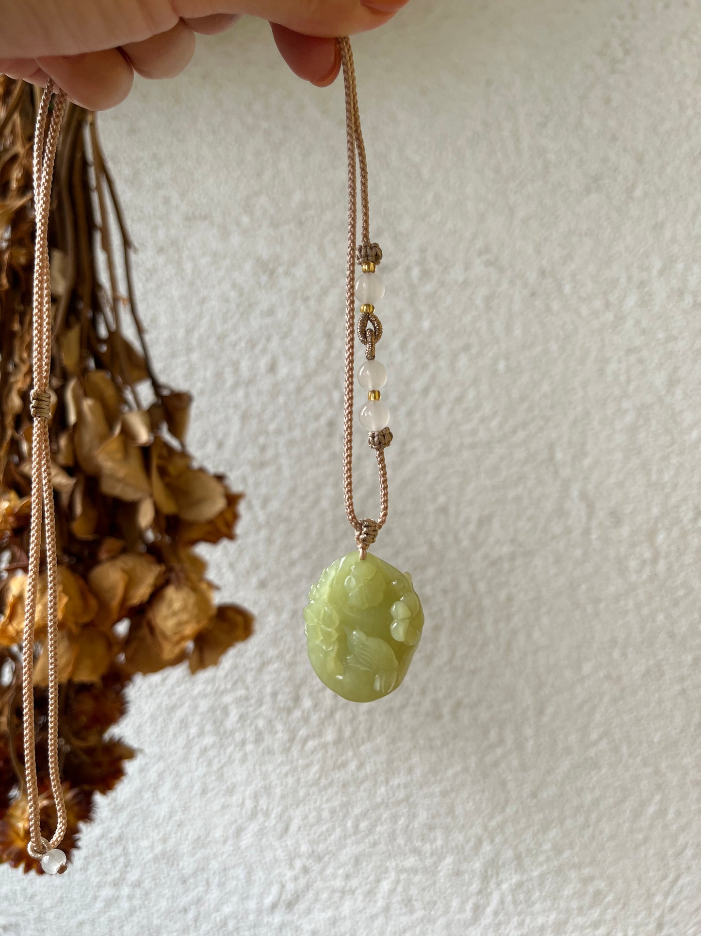 Hand Carved Yellow Hetian Jade  ‘Happiness at the Brows’ Magpie & Plum Blossom | 和田黄口喜上眉梢